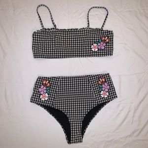 Topshop checker & floral high wasted bathing suit